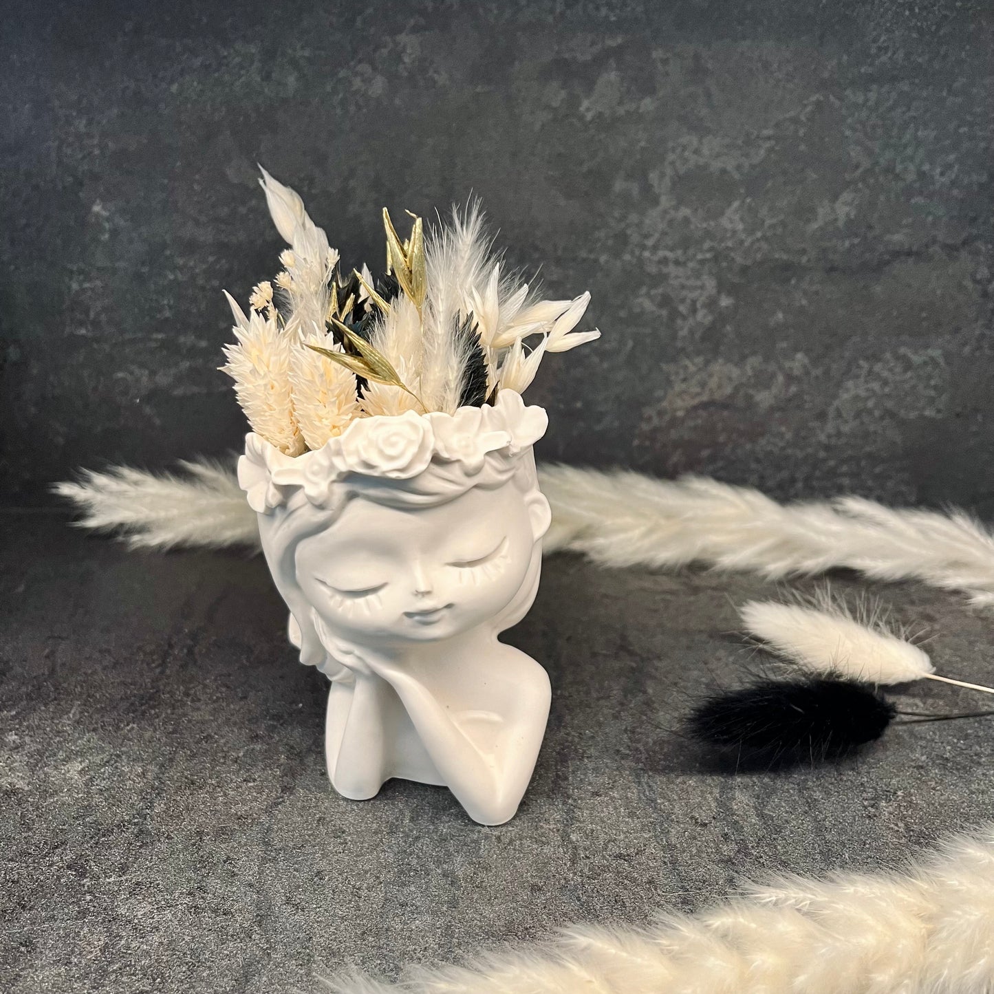 Vase en éco-résine “fleurs séchées”