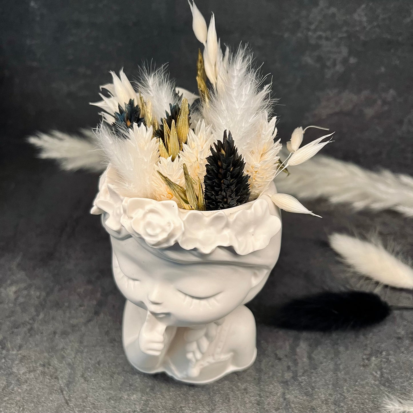 Vase en éco-résine “fleurs séchées”